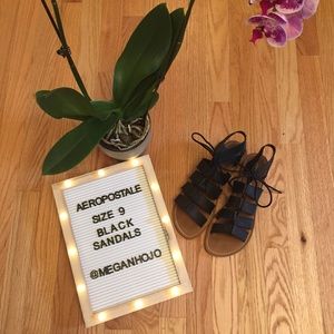🌸 AEROPOSTALE BLACK LACE UP SANDALS 🌸